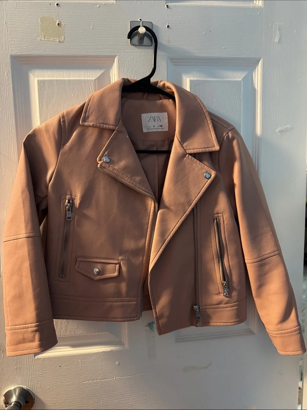 ZARA Mauve Pink Faux Leather Moto Jacket for Kids